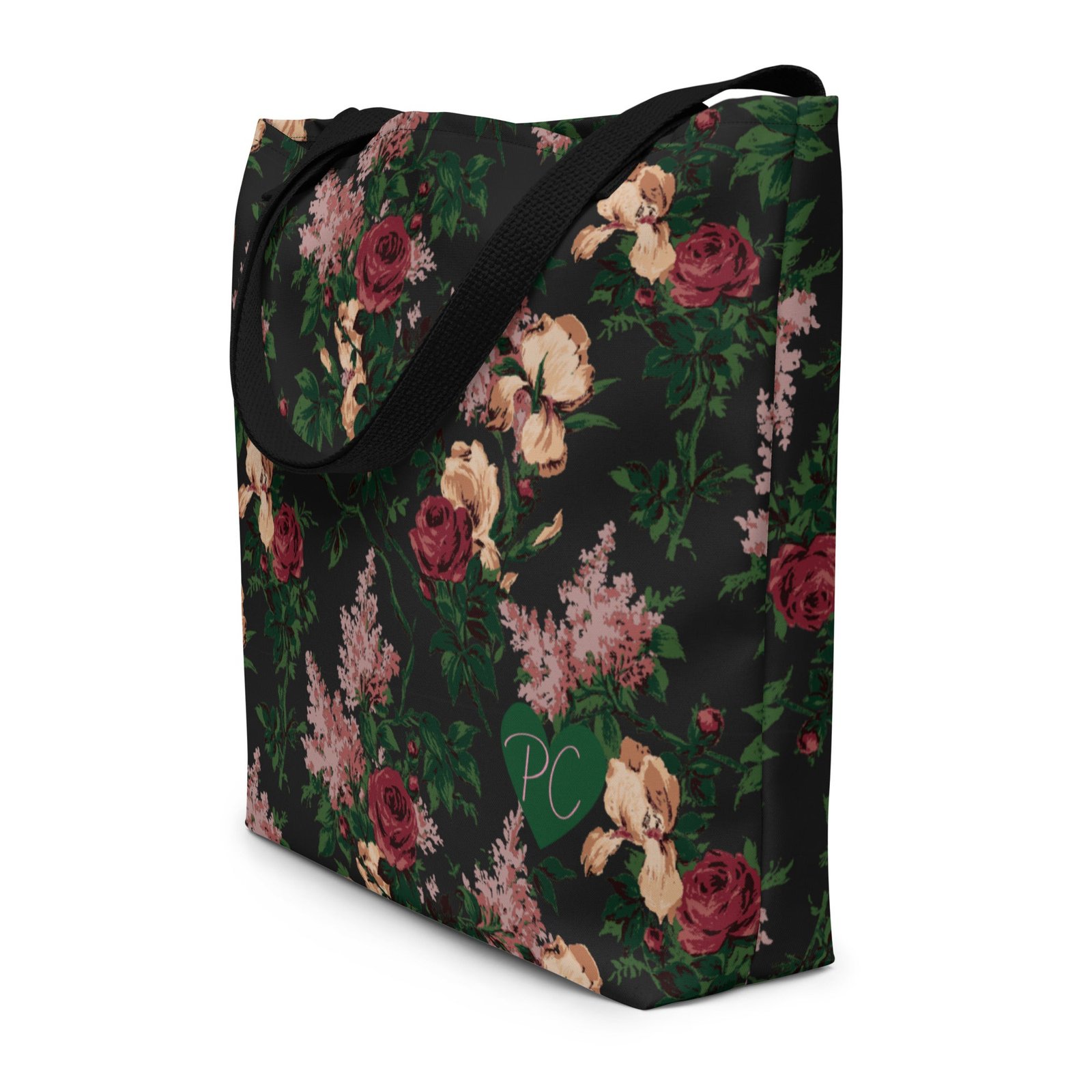 Bethany Oversized Tote Bag in Dark Bella Roses Print