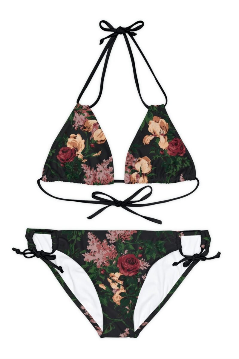 Antoinette Dark Bella Roses Strappy Bikini Set