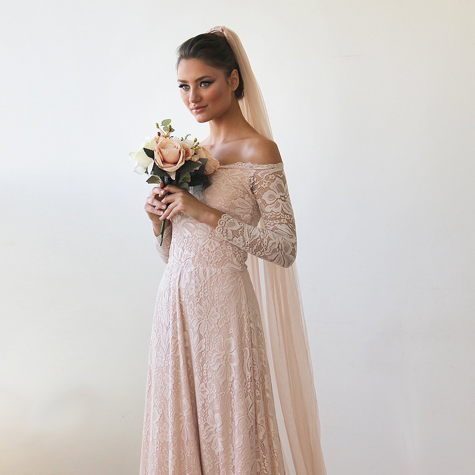 Cathedral Tulle Veil in Blush
