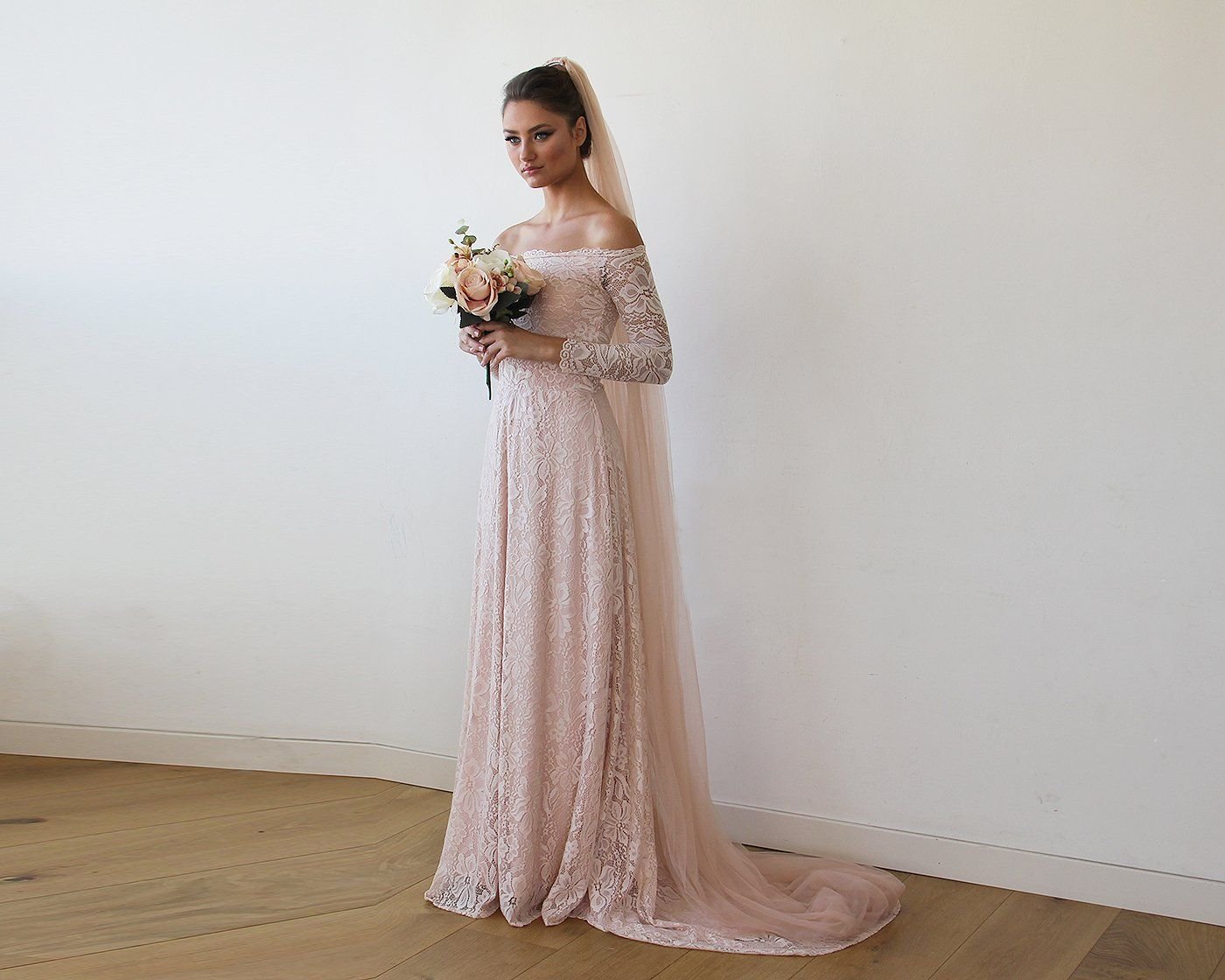 Cathedral Tulle Veil in Blush