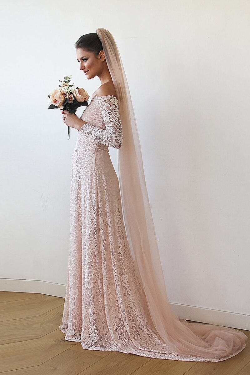 Cathedral Tulle Veil in Blush