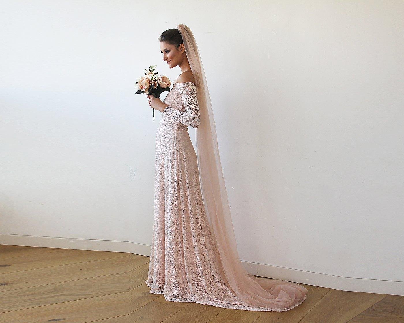 Cathedral Tulle Veil in Blush