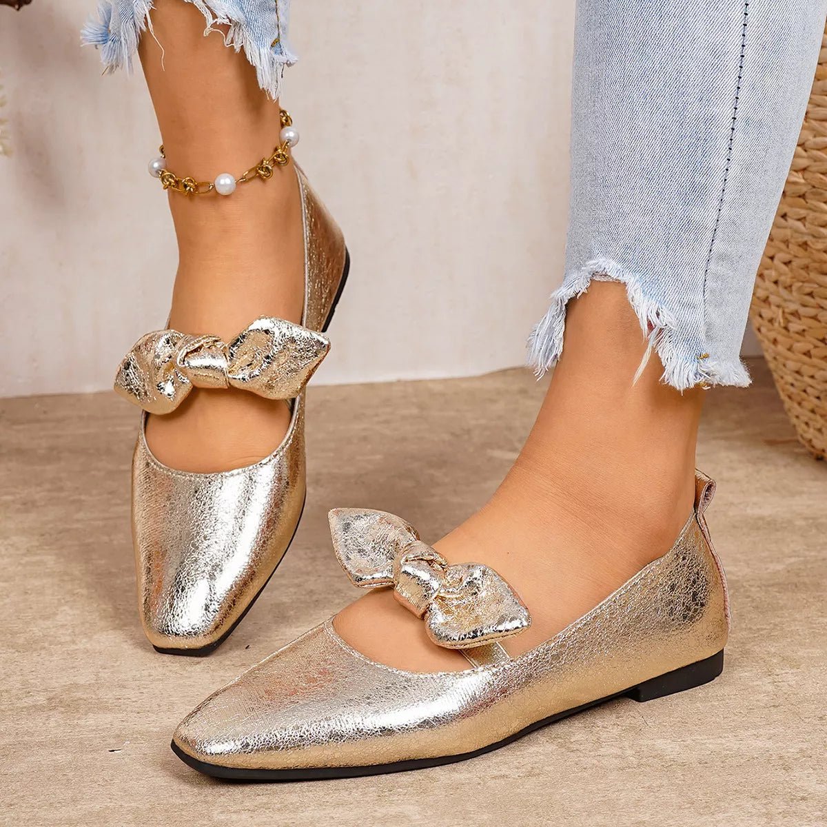 Bow Square-Toe Slip-On Flats | 3 Colors