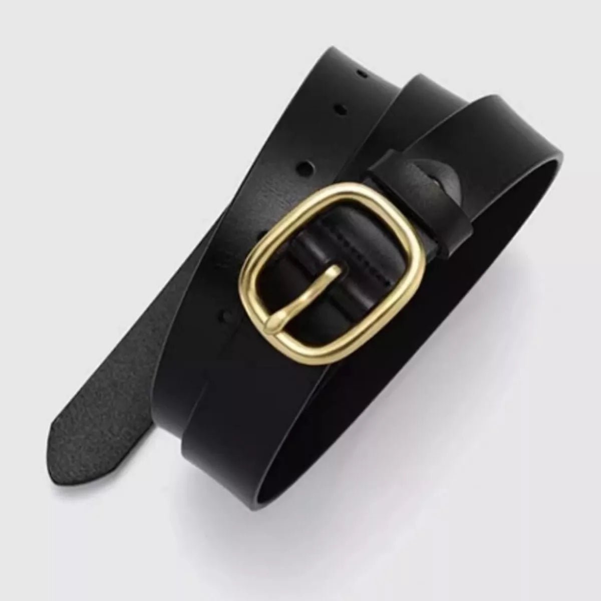Cowhide Leather Belt with Gold Buckle