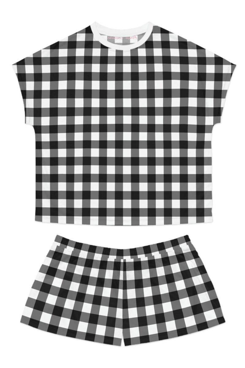 TGIF Sleepover PJs in Badass Black Gingham Tee & Pajama Shorts-Set