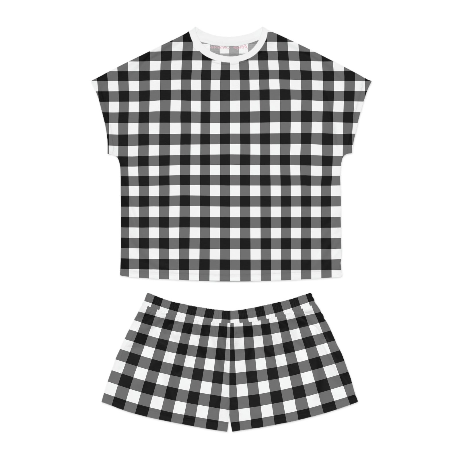 TGIF Sleepover PJs in Badass Black Gingham Tee & Pajama Shorts-Set