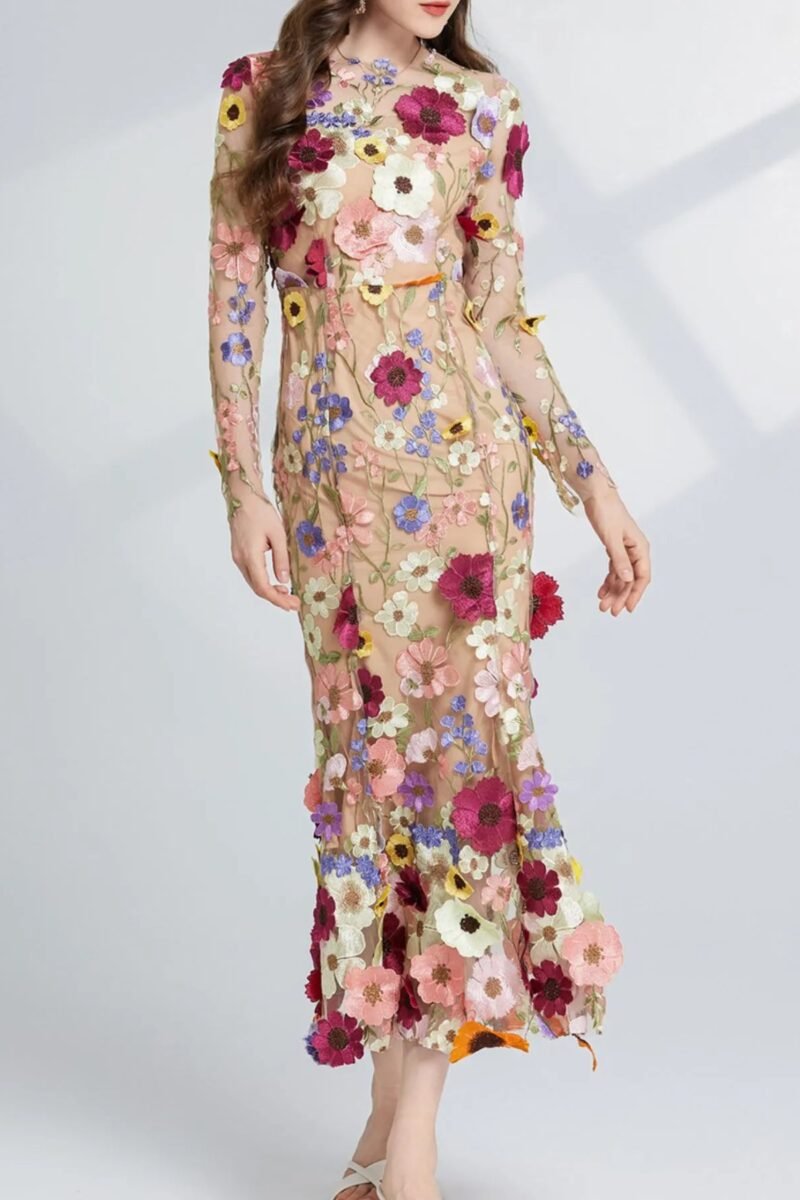 Enchanted Wildflower Mesh Maxi Dress | 4 Colors