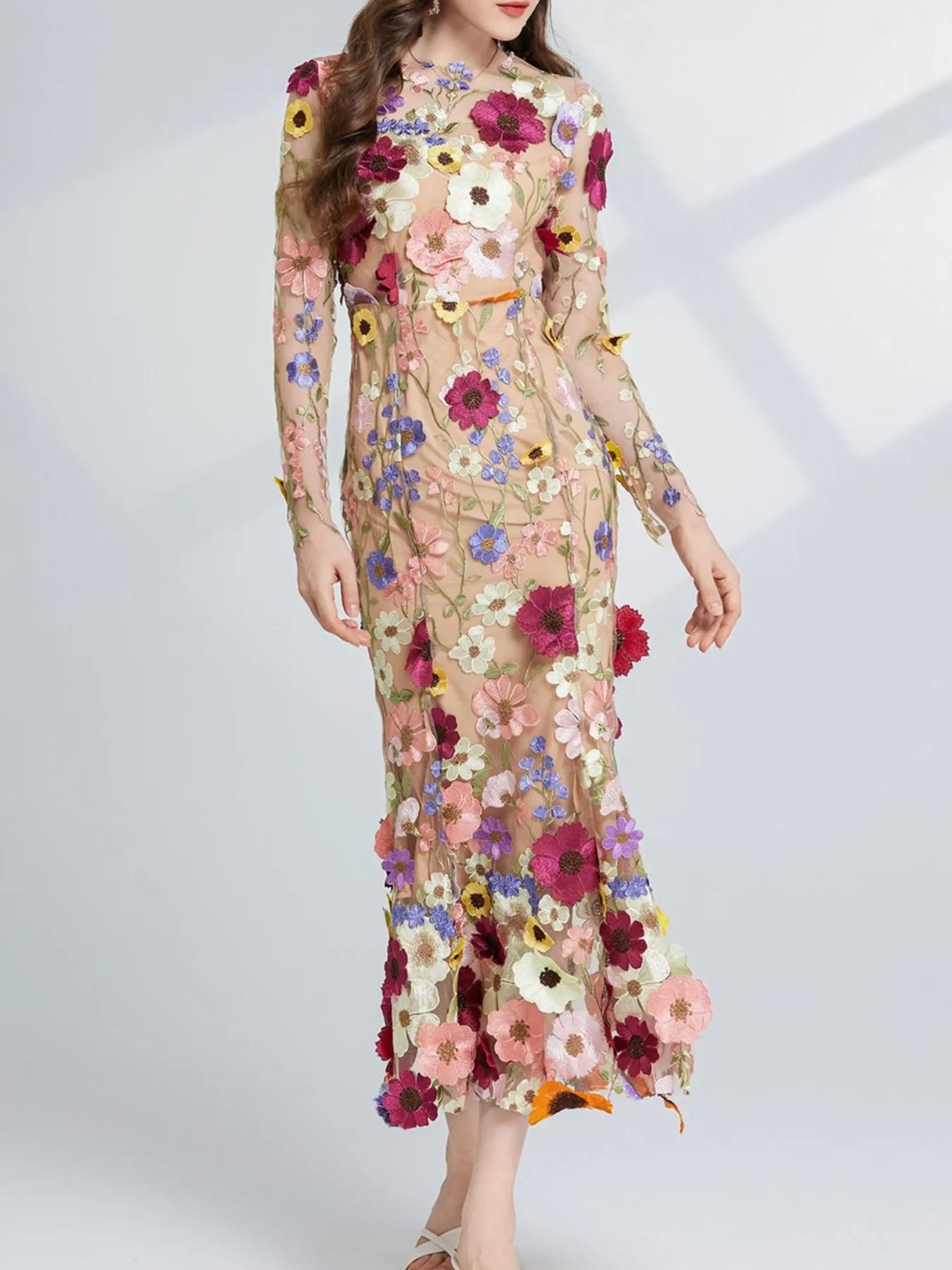 Enchanted Wildflower Mesh Maxi Dress | 4 Colors