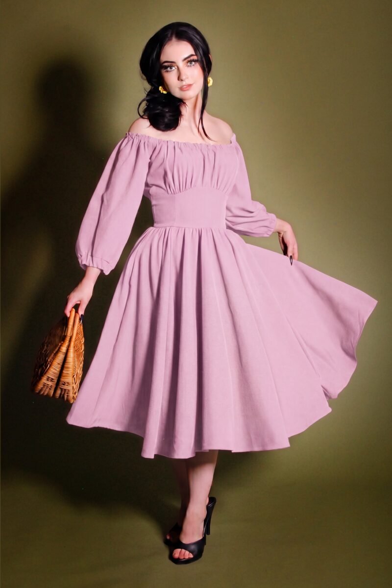 Marie-Therese Peasant Dress in Salty in Dunedin Pink