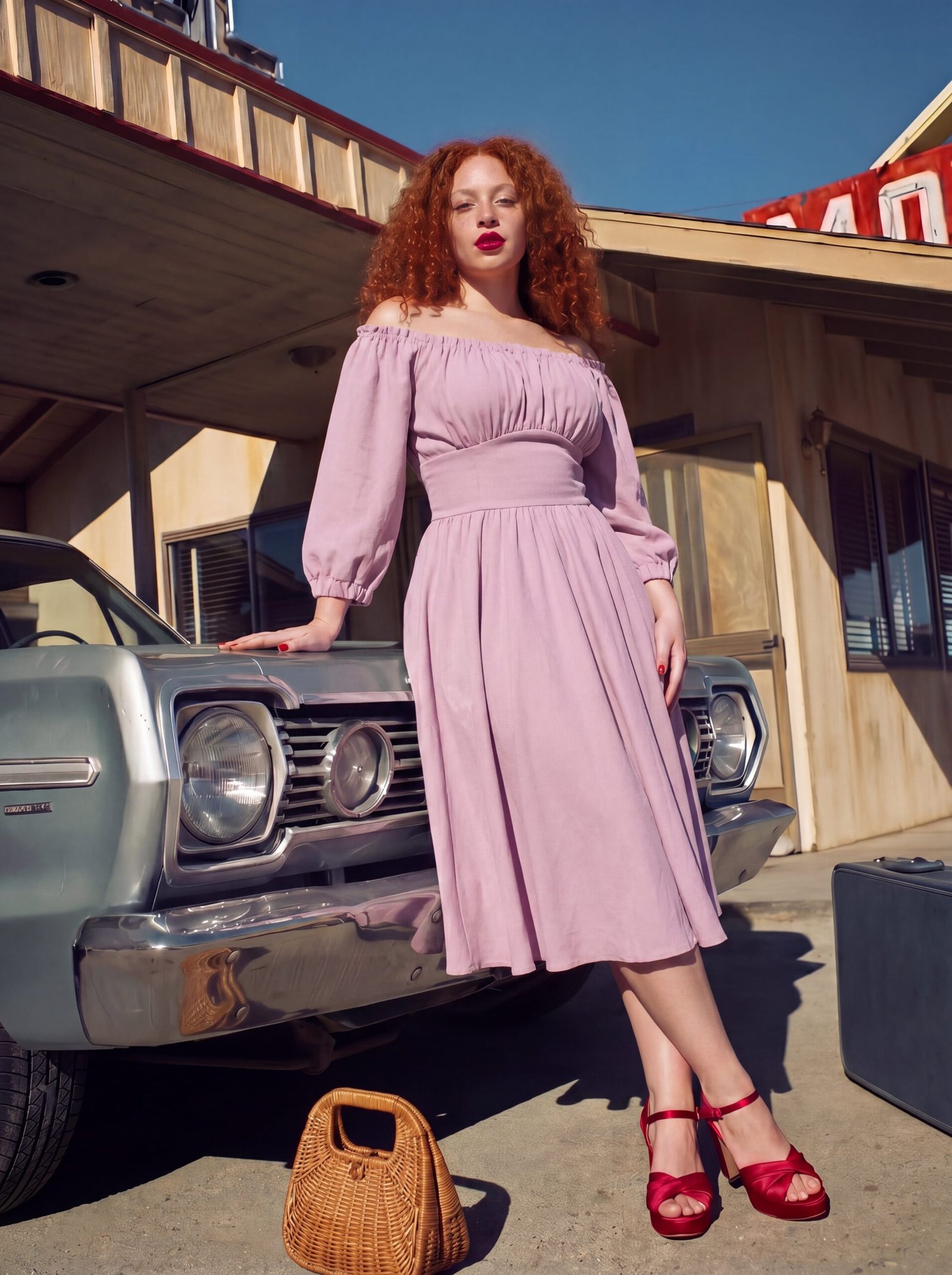 Marie-Therese Peasant Dress in Salty in Dunedin Pink