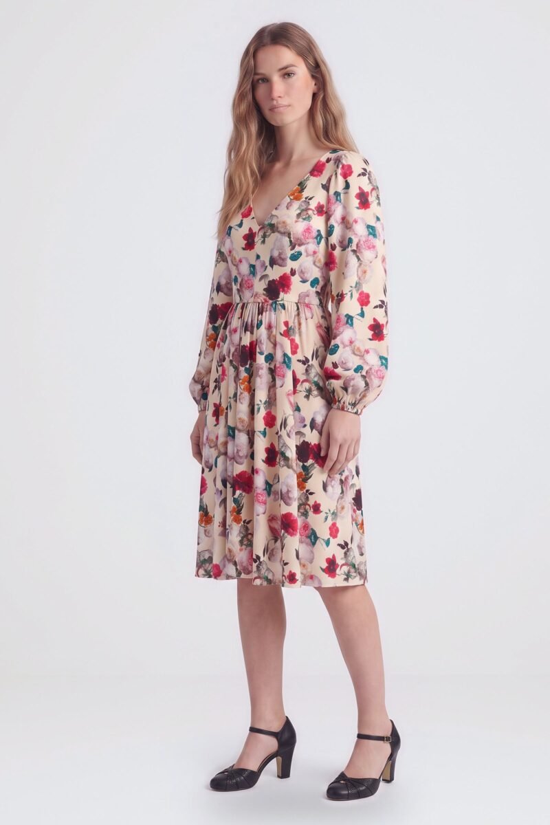 Kara Swing Dress in Ivory Ambrosia Floral