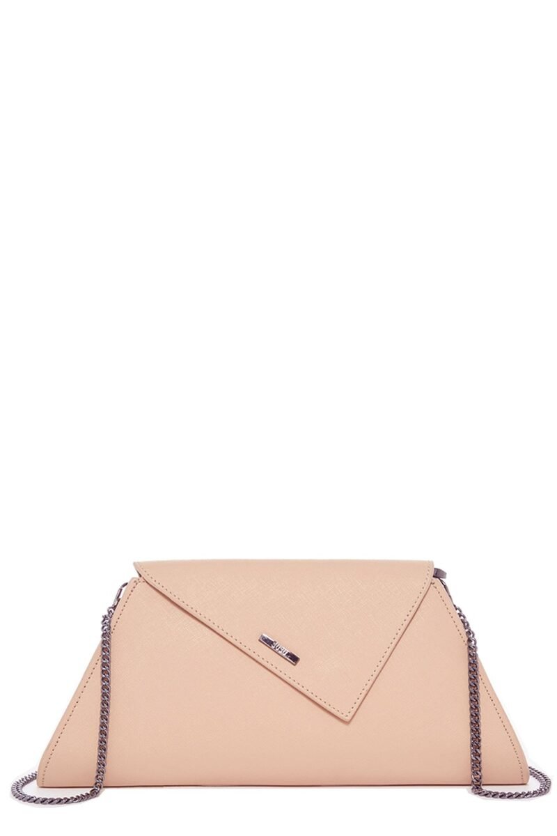 Angelica Nude Leather Clutch Purse