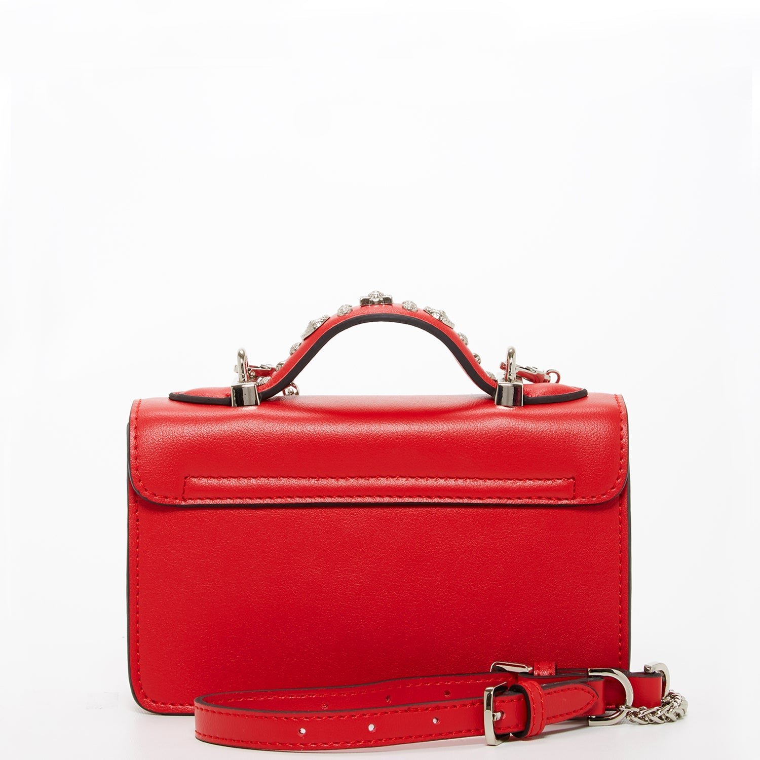 The Hollywood Studded Leather Crossbody Bag in Red